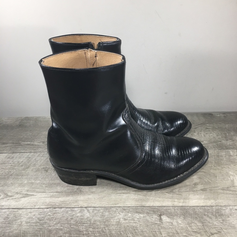 Vintage UFCW Indie Beatle Cowboy Lizard Embossed Leather Mens Western Boots 9.5